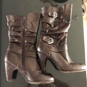 Mid Height Brown Soft Leather Boots